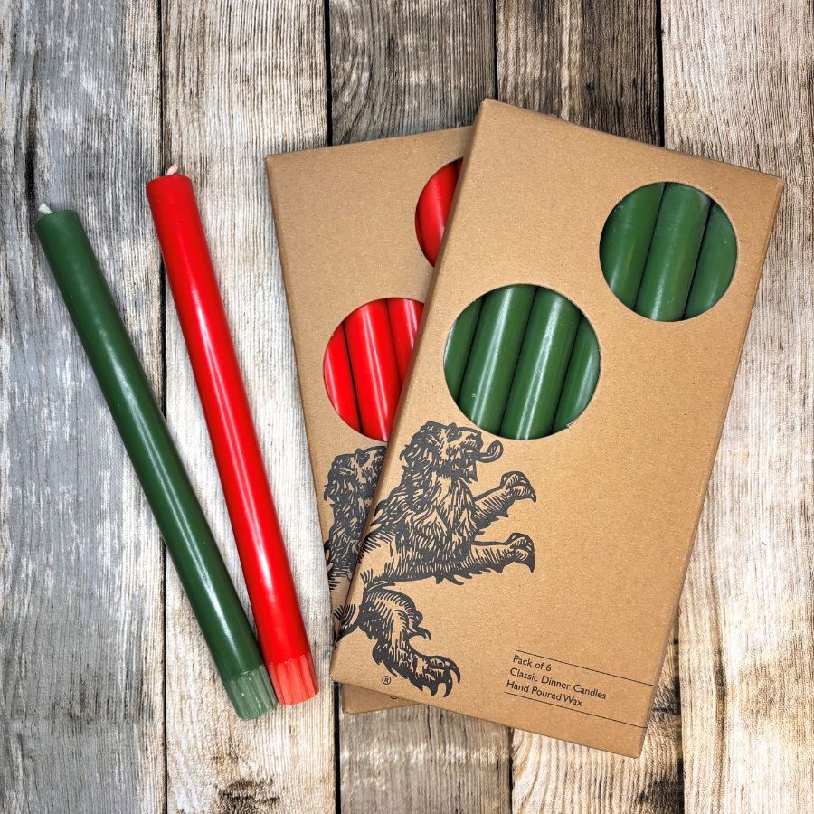 Christmas Dinner Candles, Red & Green, Pack of 6 | Pure Nuff Stuff