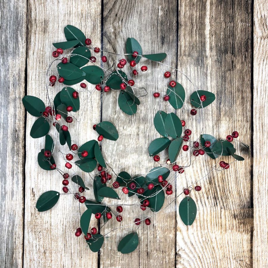 metal leaf berry garland