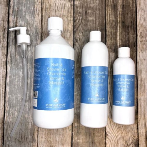 bath and shower gel with chamomile, yarrow & marigold